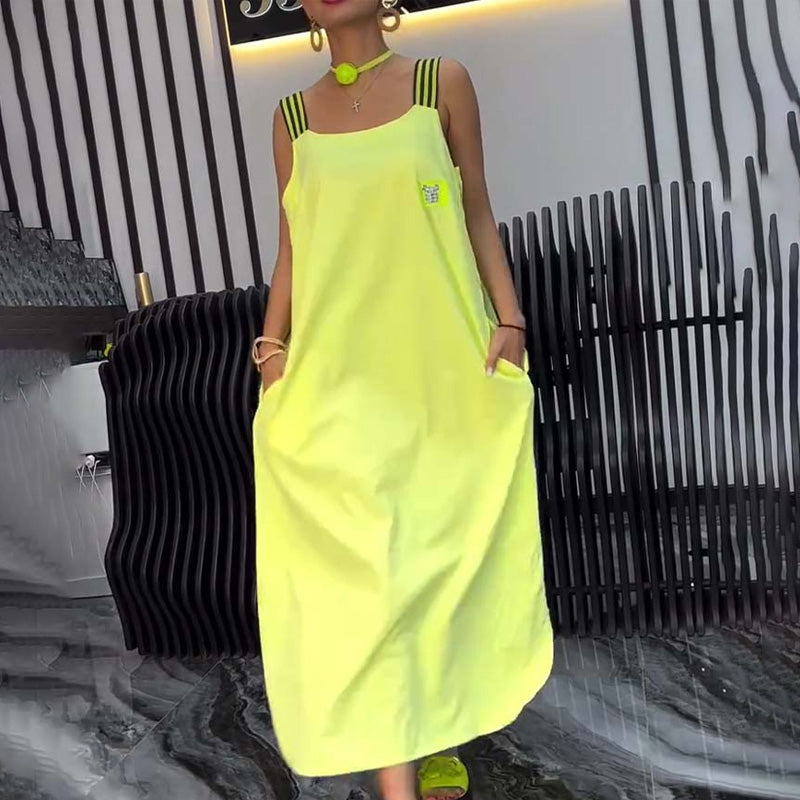 Sukienka Splicowana Zawieszenie Luźna