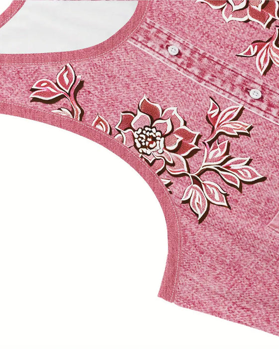 Sukienka Bez Rękawów Imitacja Denim