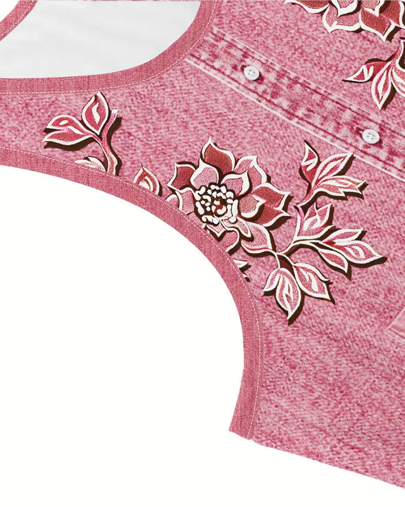 Sukienka Bez Rękawów Imitacja Denim