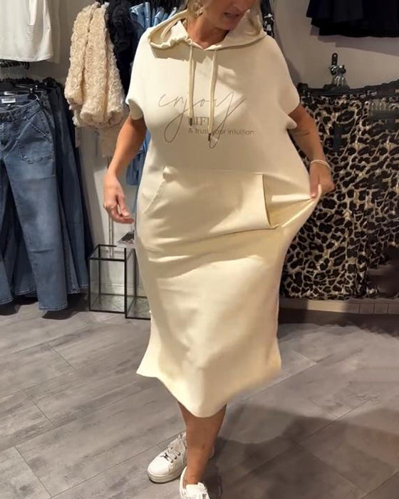 Sukienka Z Kapturem Casual Sznurek