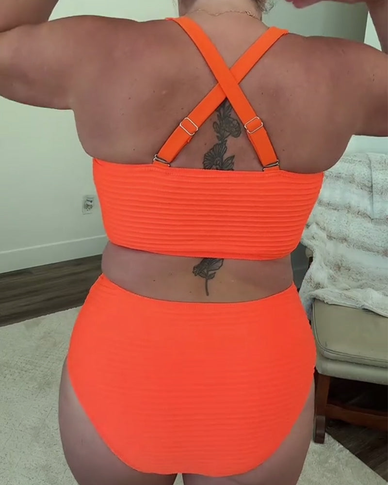 Bikini casualowe, jednokolorowe, trójkątne