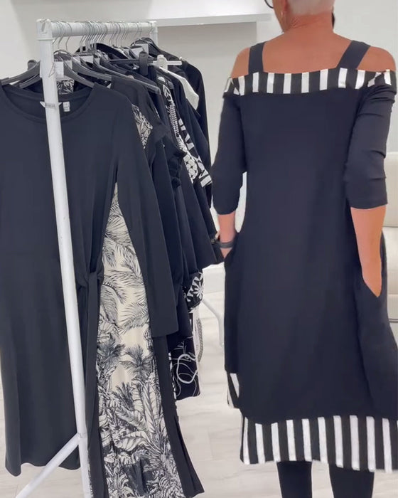 Sukienka Off-Shoulder Nieregularny Luźny Print