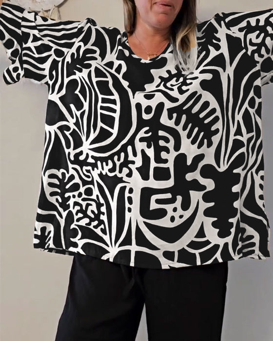 Top Abstrakcyjny Botaniczny Nadruk Luźny