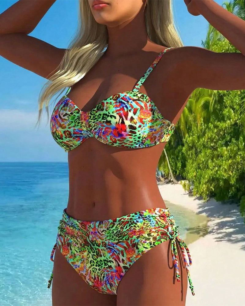 Przekonywujące Dwuczęściowe Plazowe z Plamami Leopardowymi