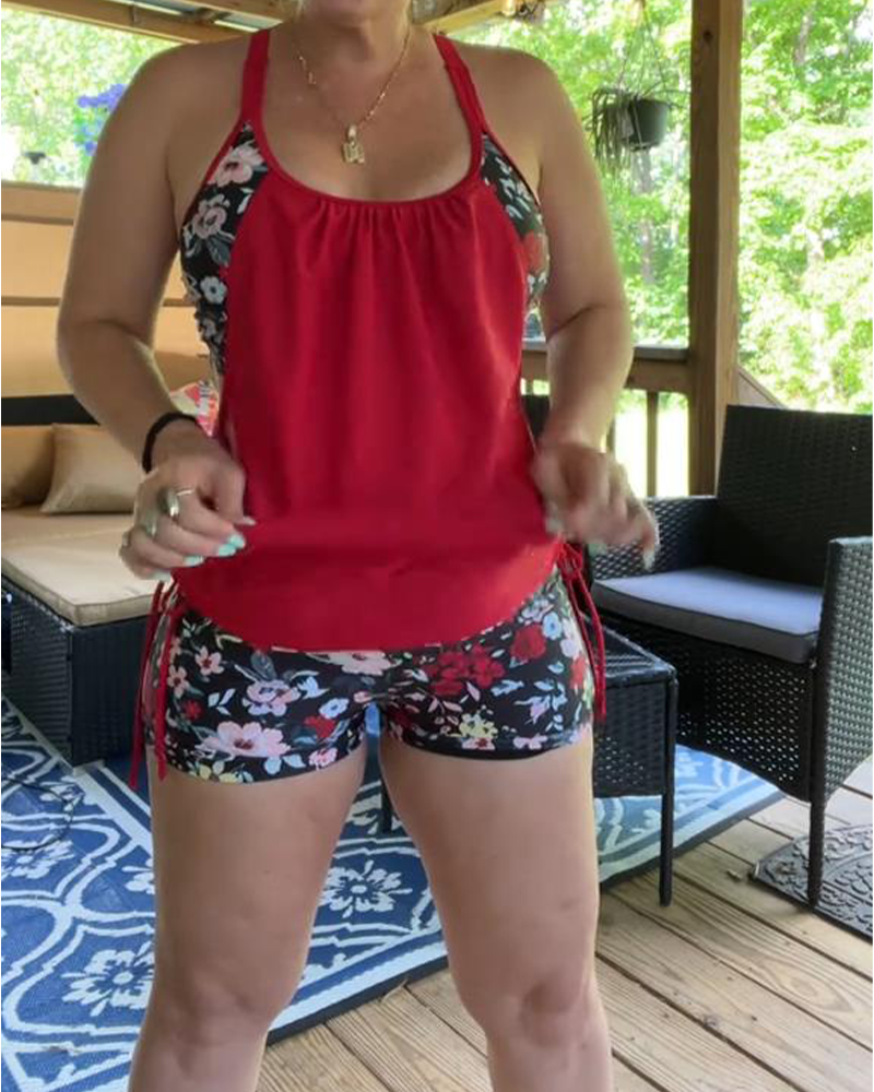 Strój Kąpielowy Drukowany Suspenders Boxer