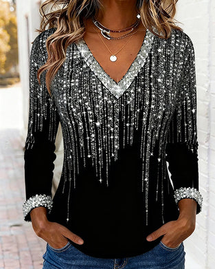 Modna Luźna Bluzka Z Dekoltem W Serek