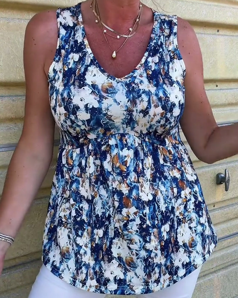 Top Seksowny Wzorzysty Bez Rękawów