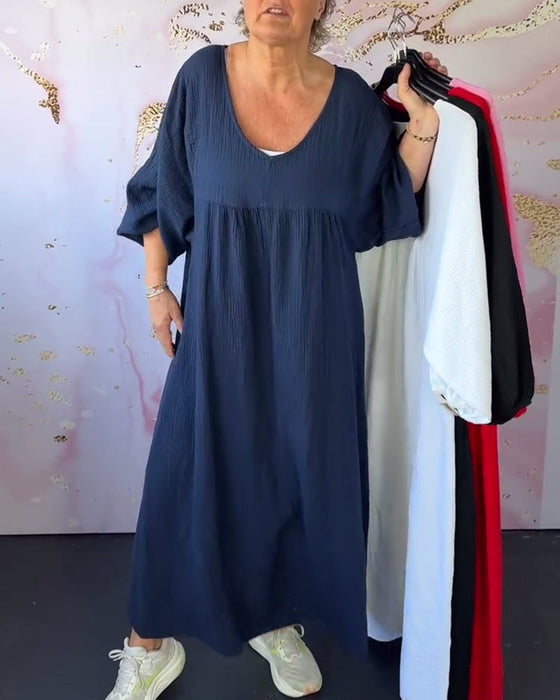 Sukienka Leśny Styl Dekolt W Serek Marszczona Gładka