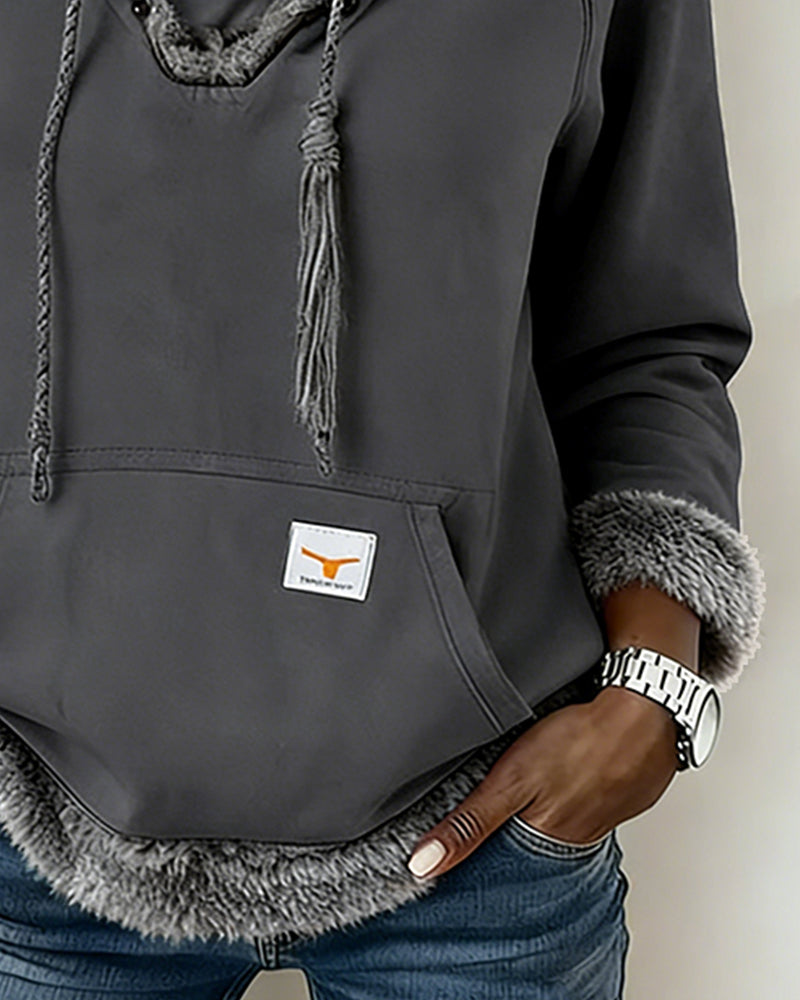 Długorękawowa Bluza Z Detalami Patchwork I Kieszenią