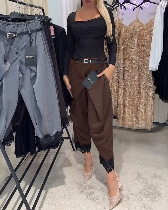 Spodnie Modna Koronka Szycie Harem