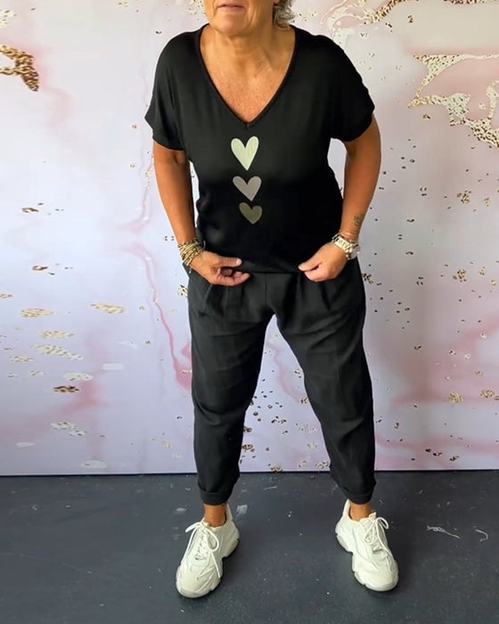 Wygodne codzienne spodnie z kieszeniami w jednolitym kolorze