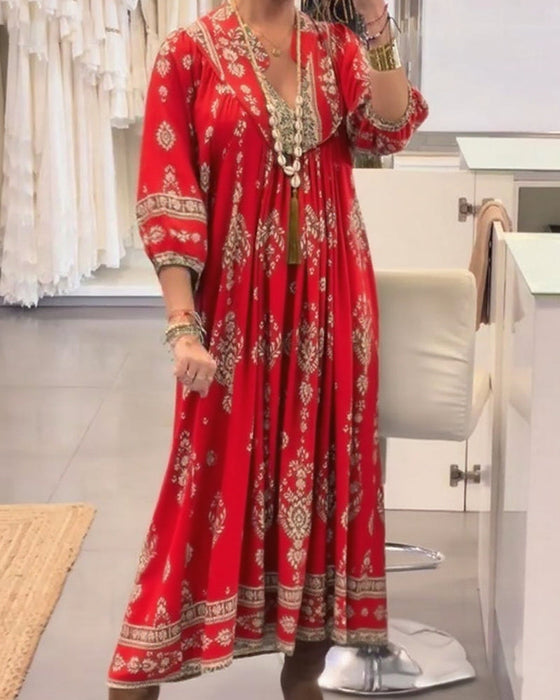 Sukienka casualowa z nadrukiem i luźnymi kieszeniami