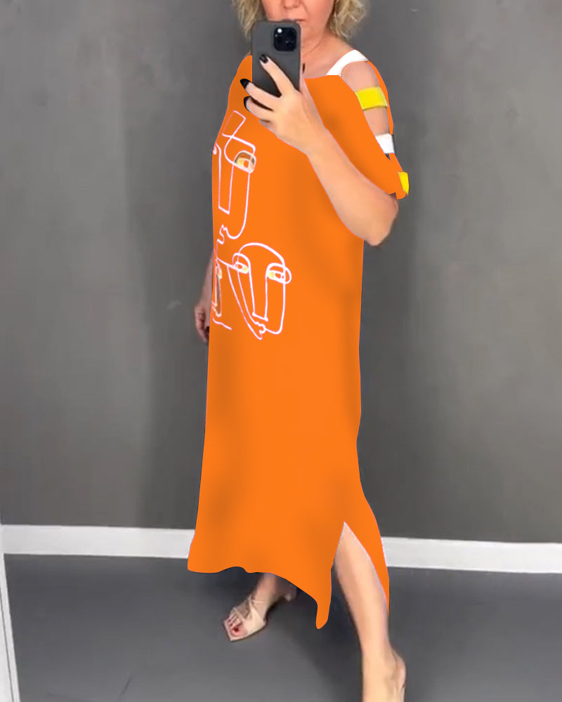 Sukienka Odsłonięte Ramiona Ażurowa Wzór Rozcięcie