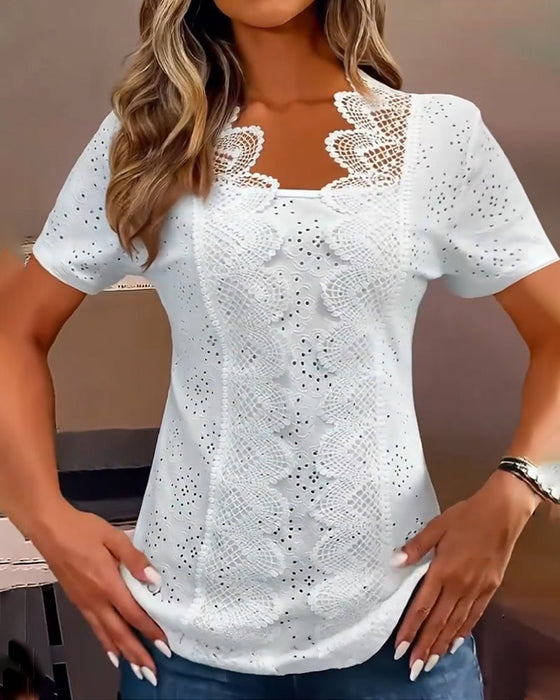 Bluzka Gładka Modna Koronka