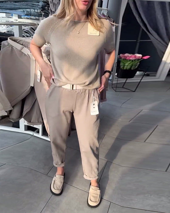 Spodnie Jednokolorowe Casual Proste