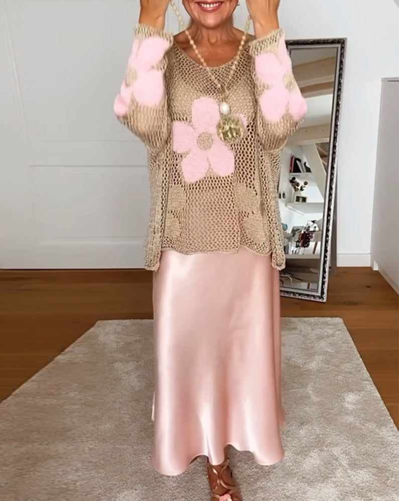 Elegancka spódnica satynowa w jednolitym kolorze