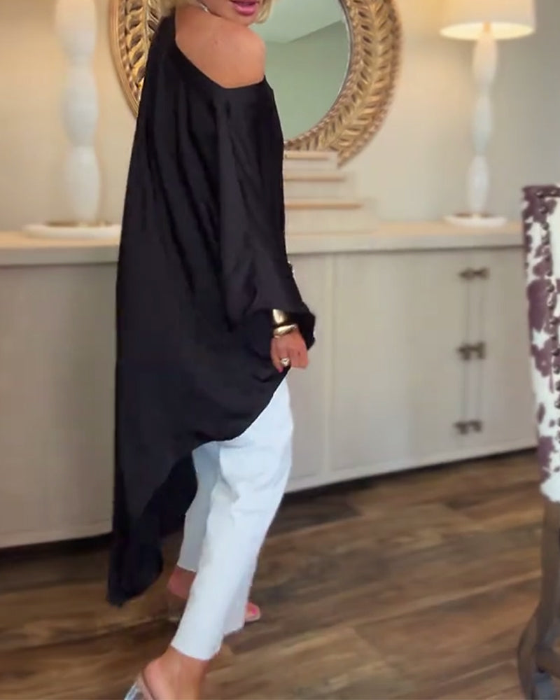 Bluzka casualowa modna nieregularna luźna