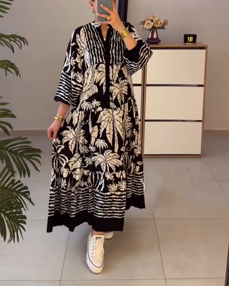 Sukienka swobodna luźna wzorzysta