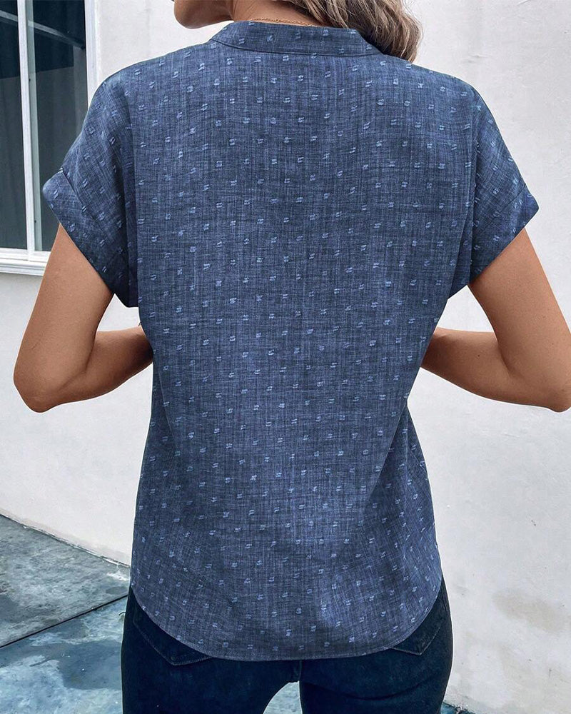 Bluzka Z Krótkim Rękawem I Nadrukiem W Serek