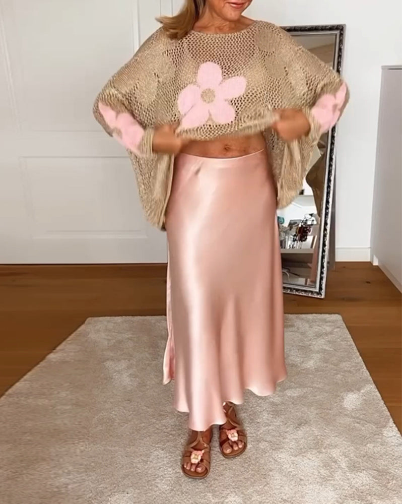 Elegancka spódnica satynowa w jednolitym kolorze