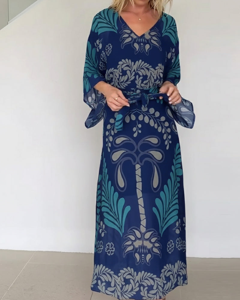 Sukienka Bohemska V Dekolt Luźna