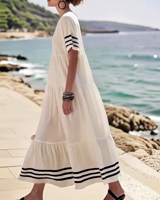 Sukienka Modna Wakacyjna Krótki Rękaw