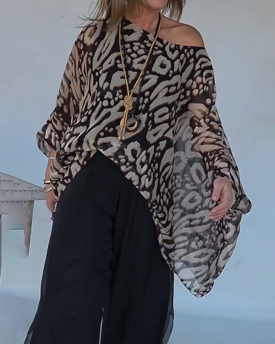 Bluzka Z Długim Rękawem Z Nieregularnym Nadrukiem Nietoperza