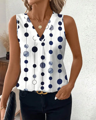 Koszulka casual w kropki bez rękawów
