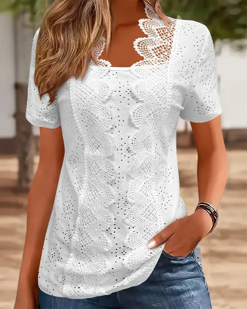 Bluzka Gładka Modna Koronka