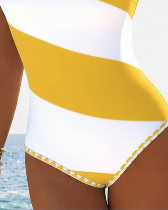 Jednoczęściowy Kolorowo-Blokowany W Paski