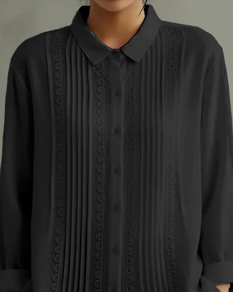 Koszula Lalkowy Kołnierzyk Jednokolorowy Długi Rękaw