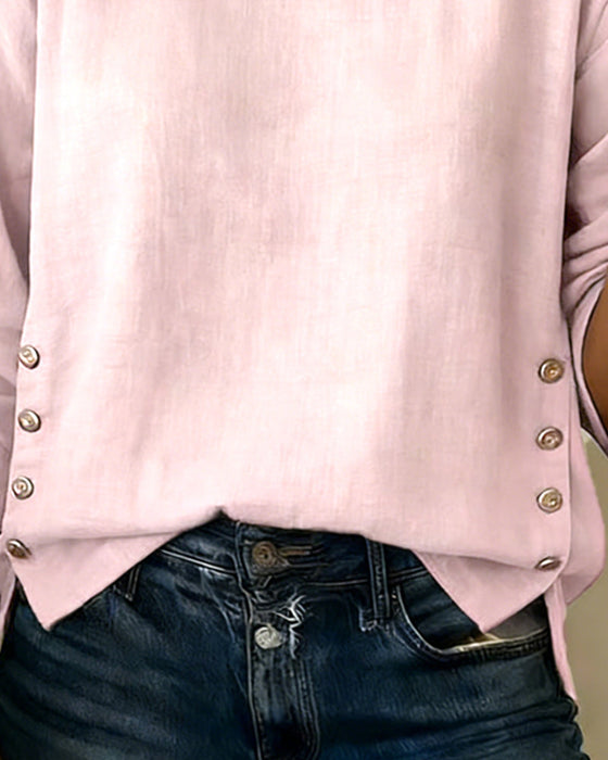 Top Casual Okrągły Dekolt Projekt Guzik