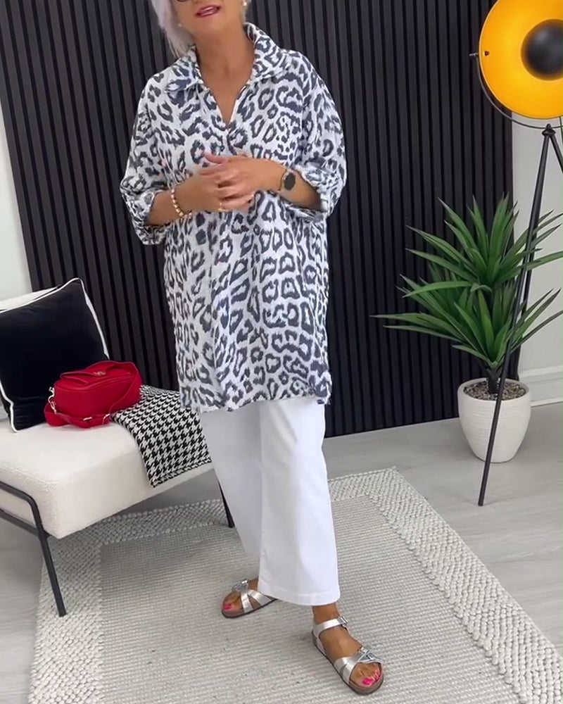 Bluzka Klapa Lampart Wzór