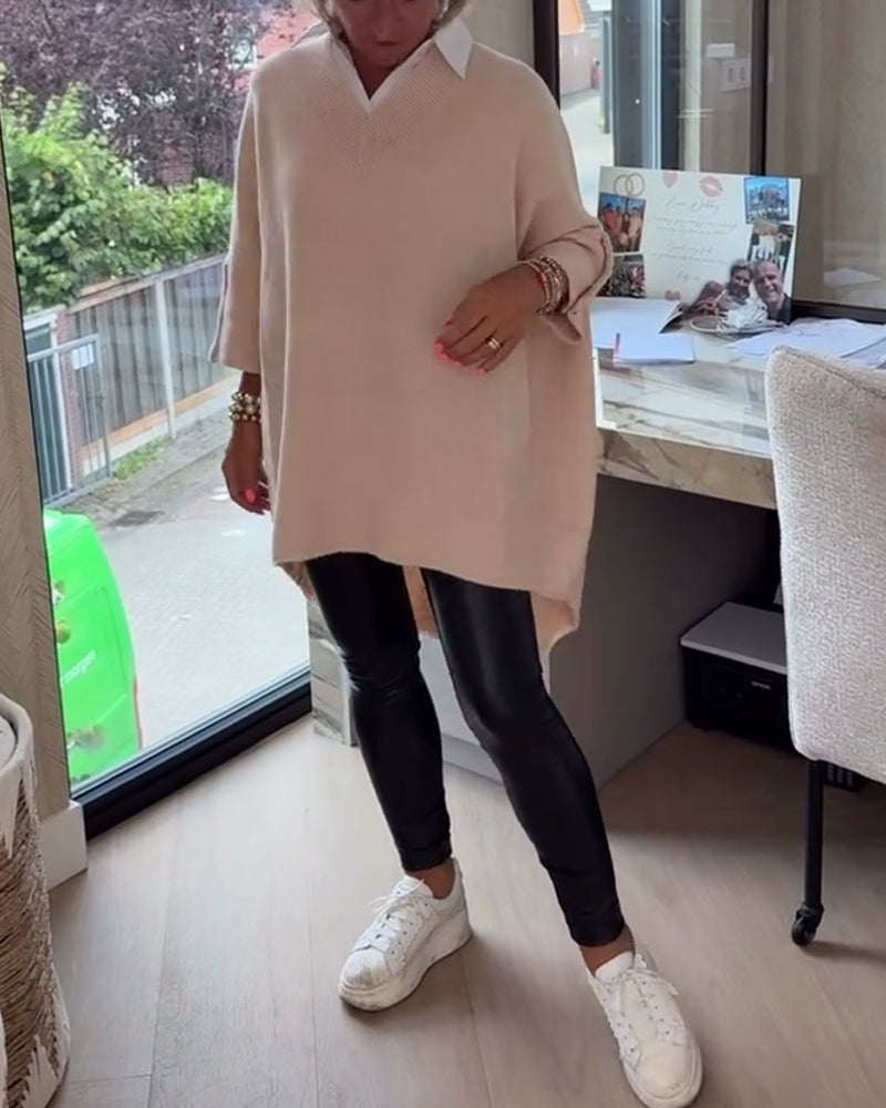 Sweter Z Cechami Dekoltu W Formie V, Przycisków I Asymetrycznej Budowy