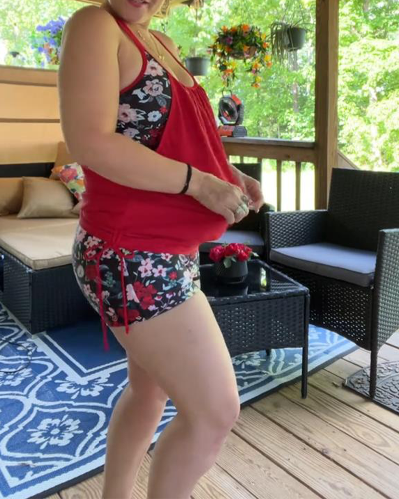 Strój Kąpielowy Drukowany Suspenders Boxer