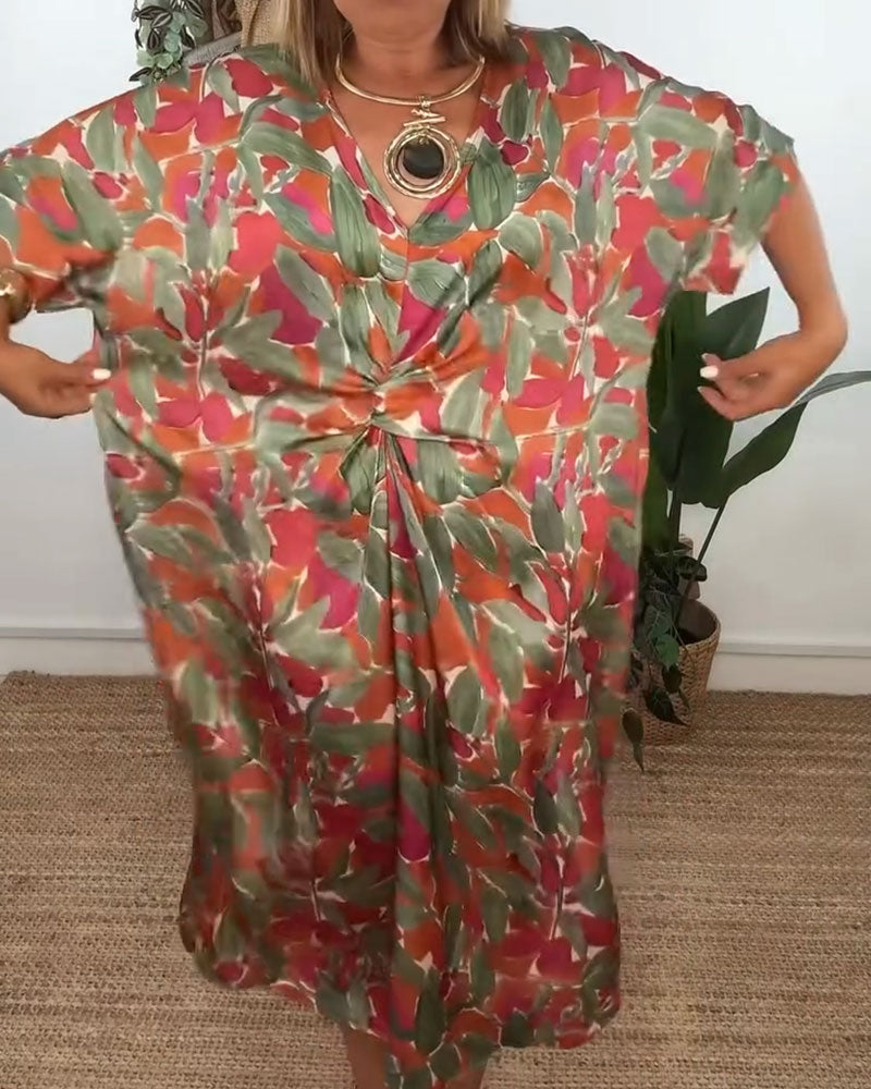 Sukienka Z Dekoltem W Serek I Skręcanym Wzorem