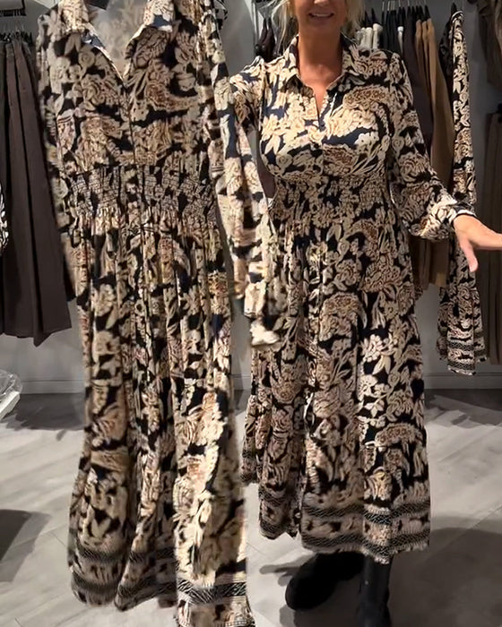 Modna Sukienka Z Kołnierzem I Nadrukiem