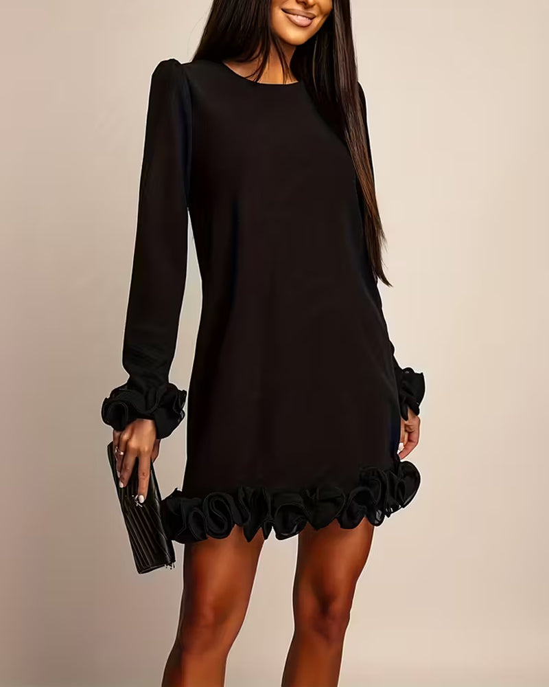 Sukienka Buff Rękaw Prosty Pączek Kwiatowy