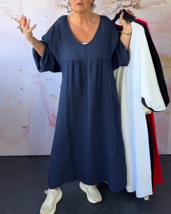 Sukienka Leśny Styl Dekolt W Serek Marszczona Gładka