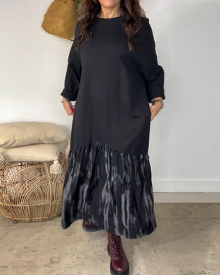 Sukienka Okrągły Dekolt Nieregularny Print Patchworkowy