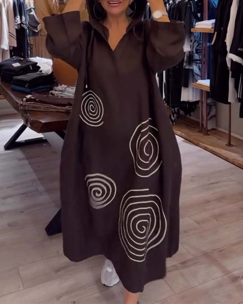 Sukienka Z Kapturem Długi Rękaw Luźna