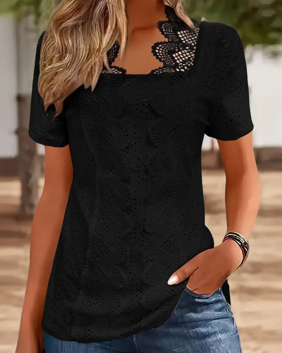 Bluzka Gładka Modna Koronka