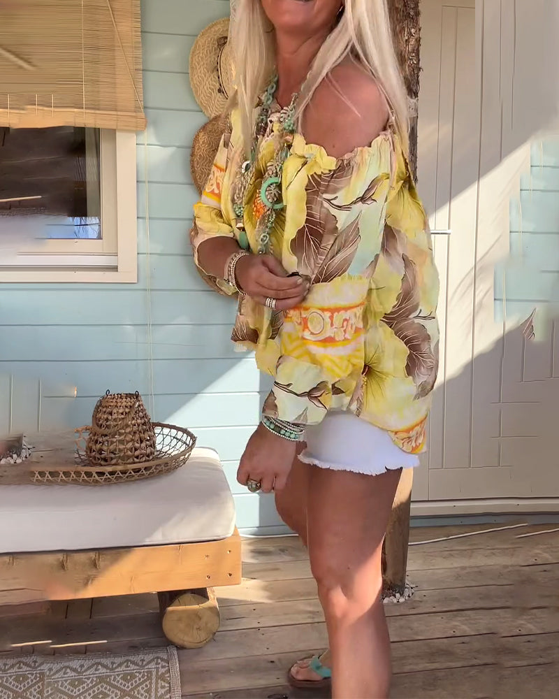 Bluzka Off-Shoulder Resortowy Print