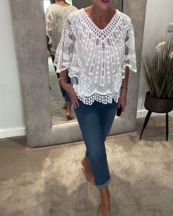 Bluzka Dekolt W Stylowy