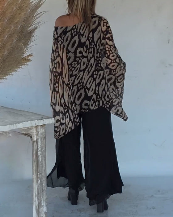 Bluzka Z Długim Rękawem Z Nieregularnym Nadrukiem Nietoperza