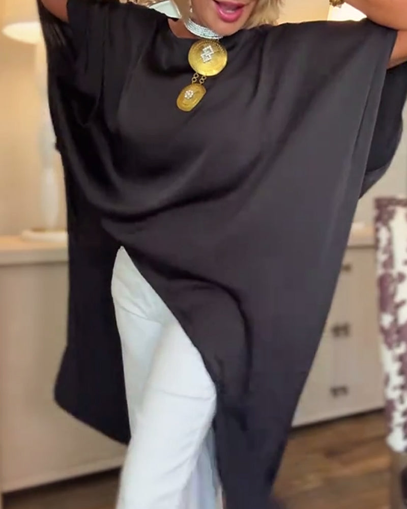 Bluzka casualowa modna nieregularna luźna