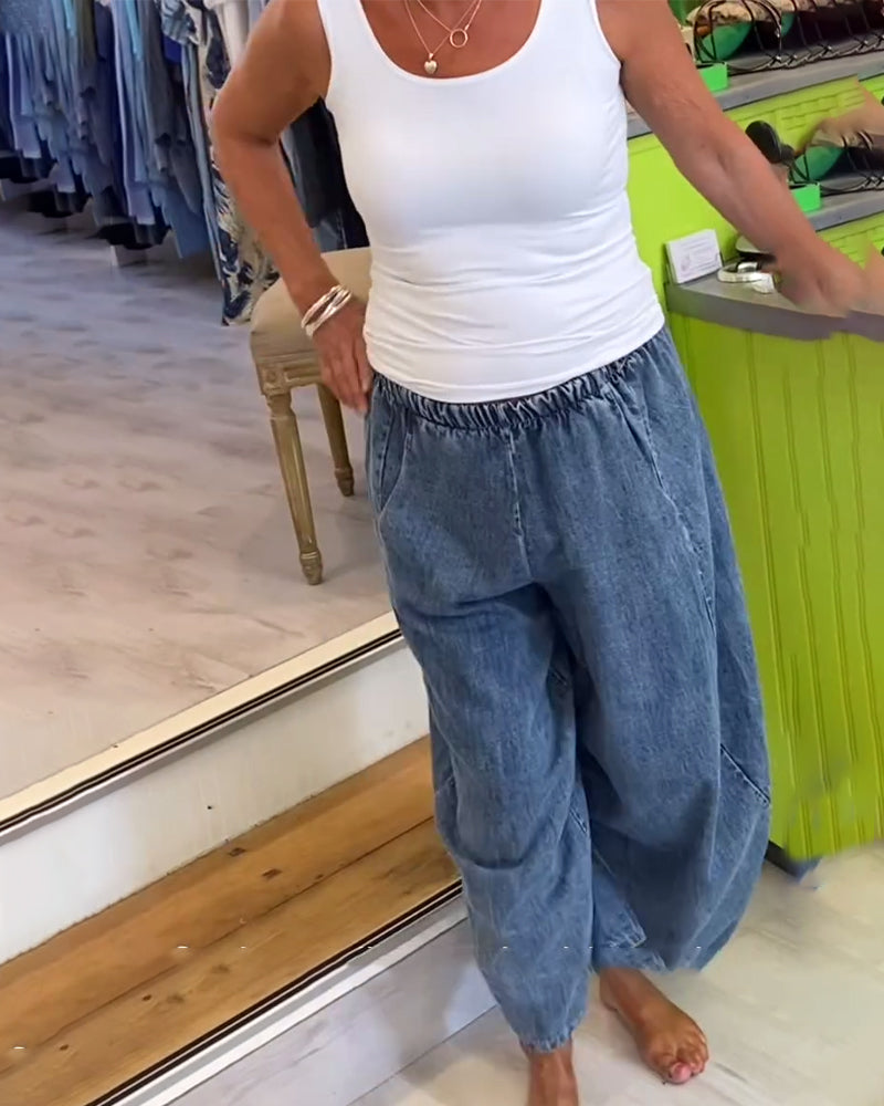 Jeansy Z Elastycznym Pasem W Stylu Casual