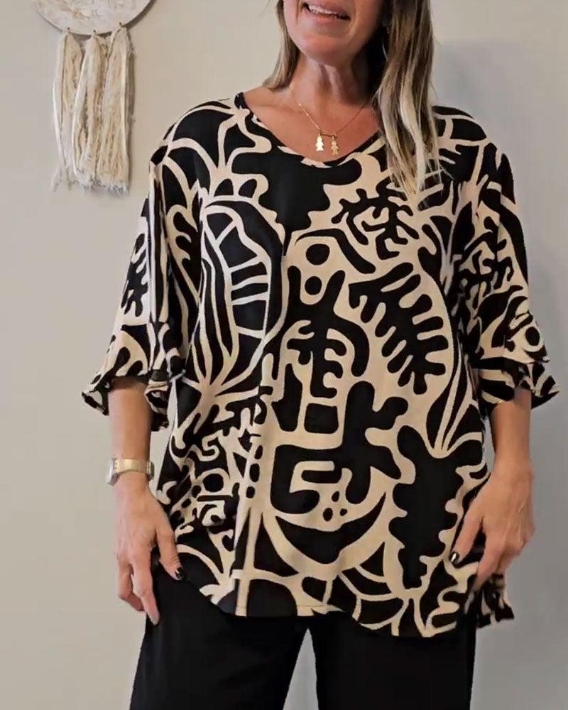 Top Abstrakcyjny Botaniczny Nadruk Luźny