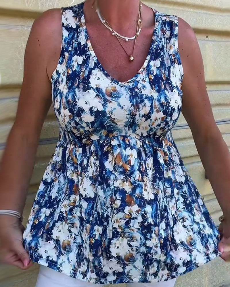 Top Seksowny Wzorzysty Bez Rękawów