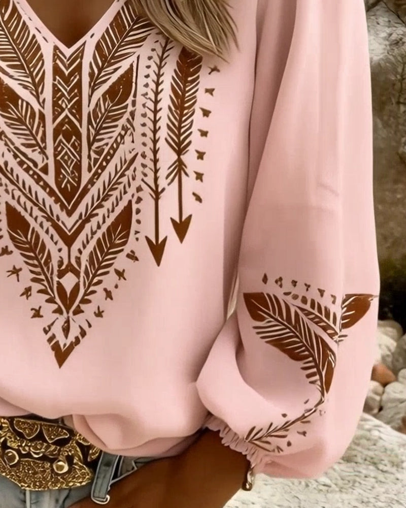 Bluzka Buffany Rękaw Dekolt V Luźny Fason